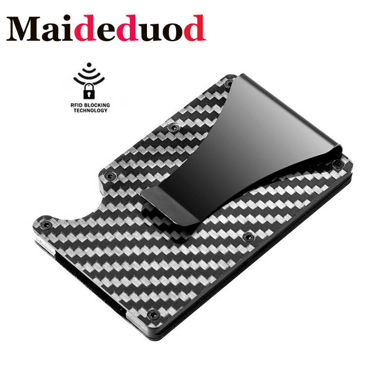 Hiilikuitu luottokorttipidike rfid skannaamaton metallilompakko kukkaro mies käyntikorttipidike carteira masculina billetera