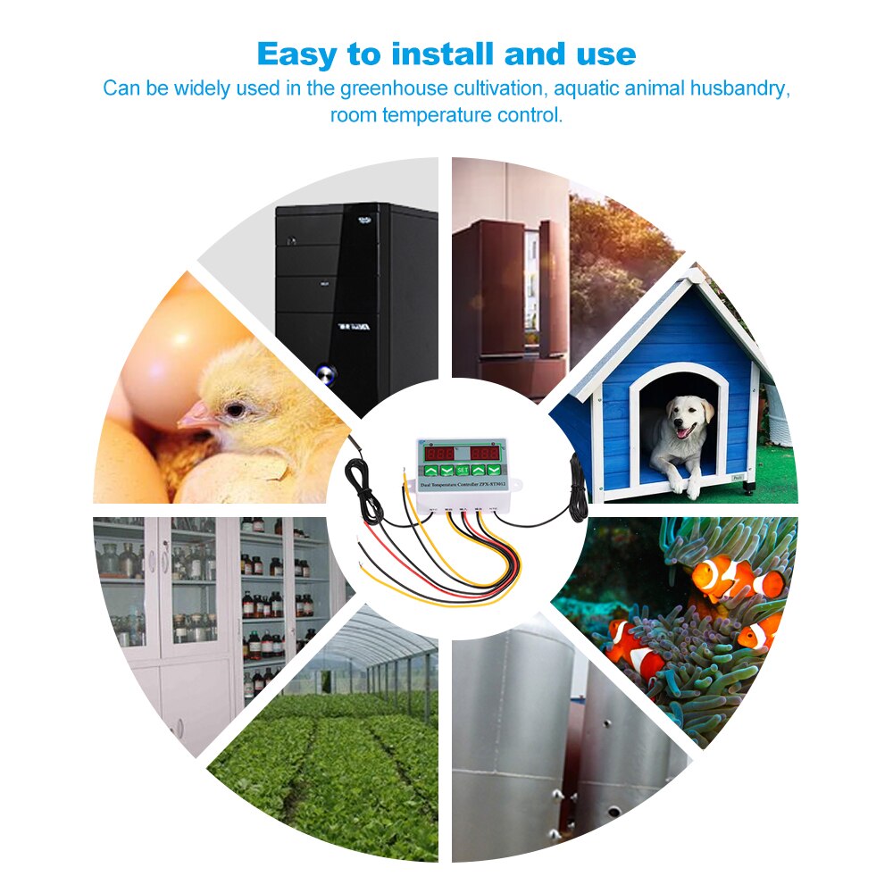 ZFX-ST3012 LED Digital Display Temperature controller Intelligent Digital Dual Thermostat Thermo Controller NTC Sensor Probe