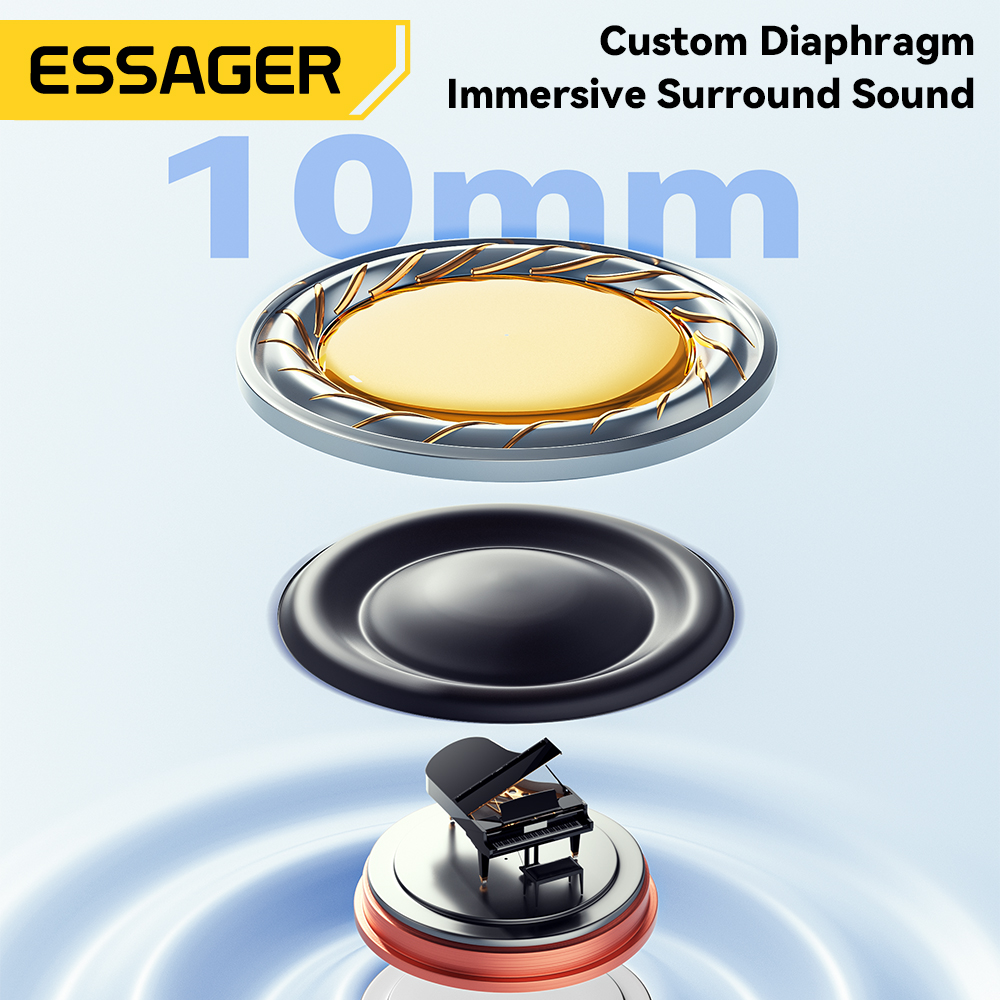 Essager Wireless Bluetooth 5.3 Headset Dual Noise Cancelling Touch Control Ohrhörer mit Mikrofon HiFI Stereo Sound Kopfhörer