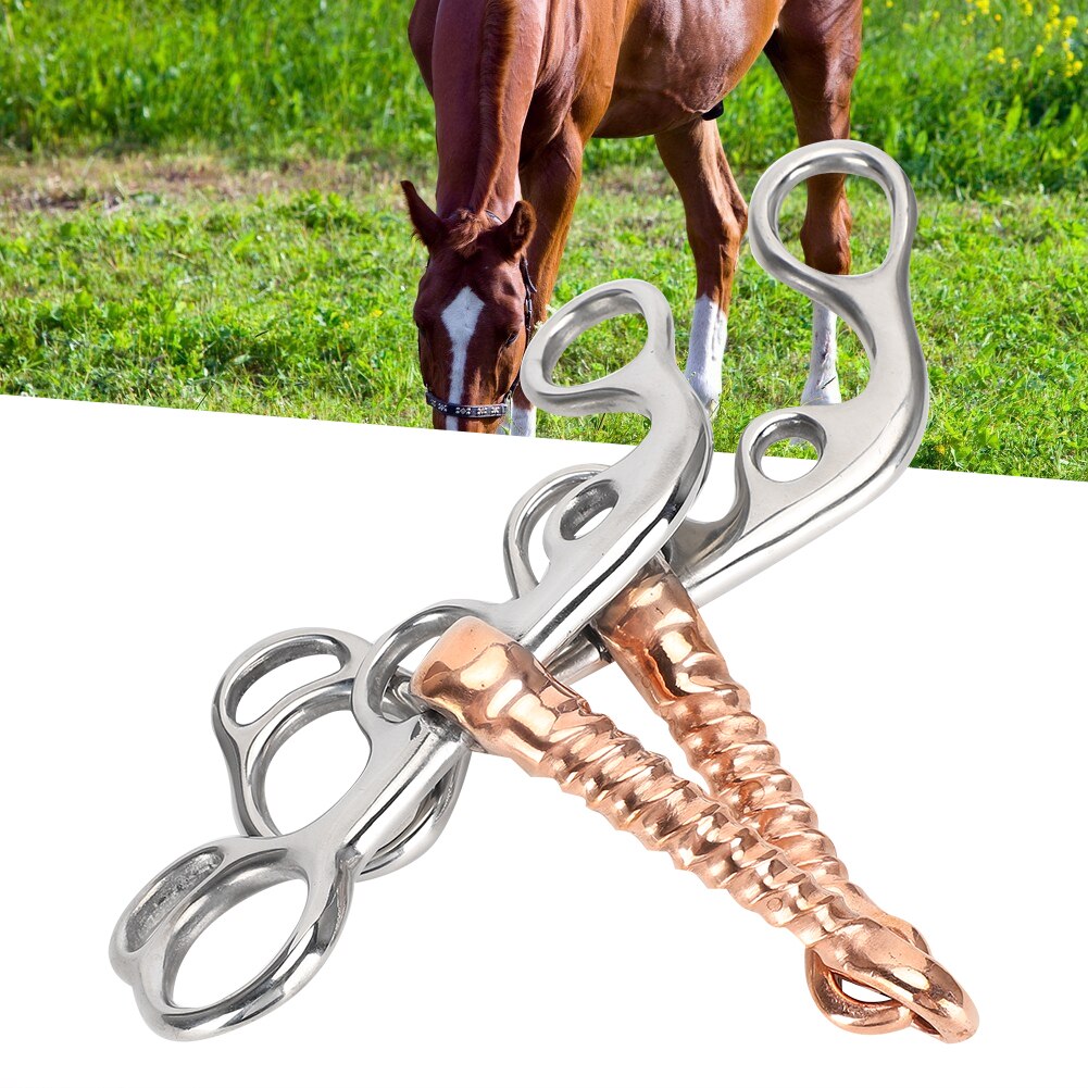 Stainless Steel Horse Snaffle Training Snaffle Bit Equestrian Equipment Supplies Stainless Steel Threaded Copper Rod Horse Bit