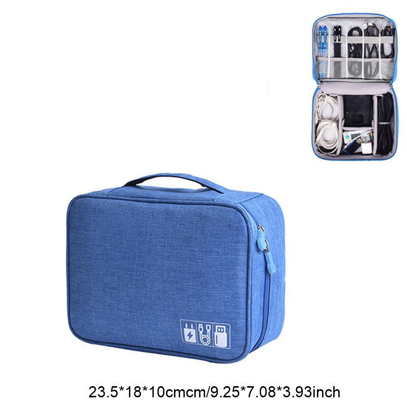 Reise Kabel Tasche Kosmetik machen-hoch Veranstalter Draht Ladegerät Elektronische Spielereien fallen Toilettenartikel Bausatz Schlecht Lagerung Zubehör Artikel: Blau Tasche