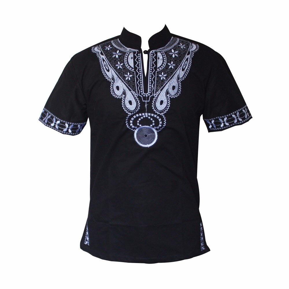 Dashiki t-Shirt pour homme musulman, africain, Haute Tribal brodé Ankara: Black / XXL