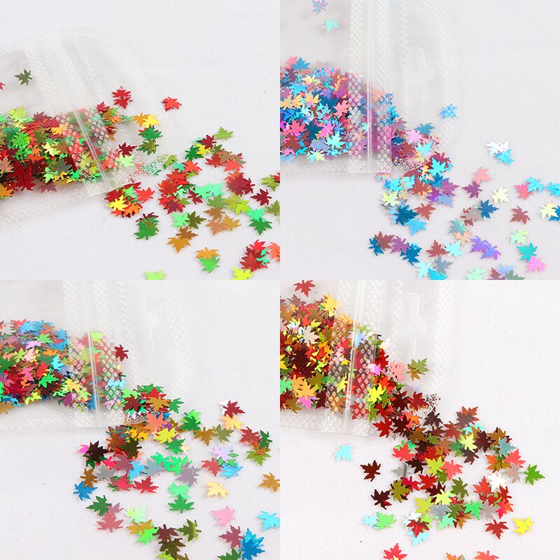 4 zakjes herfst esdoornblad nail art pailletten decoratie holografische kameleon glittervlokken uv gellak tools kerstnagels