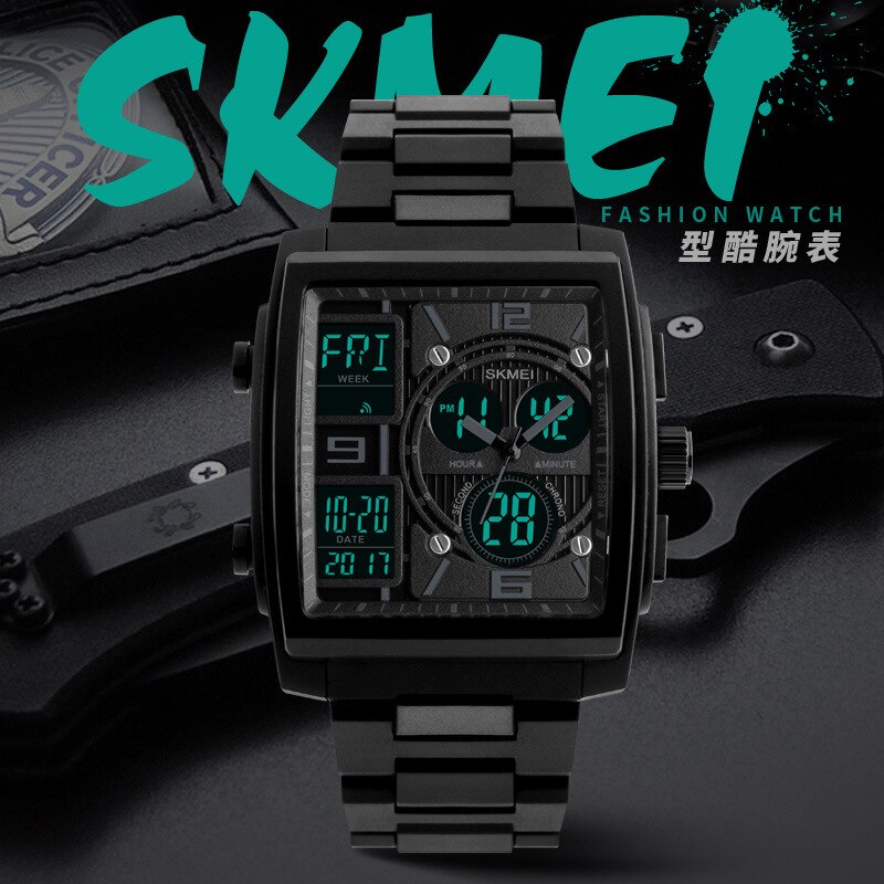 SKMEI Casual Horloge Multifunctionele Dual Display Horloges Digitale & Analoge mannen Horloge Waterdicht Business Man Horloge