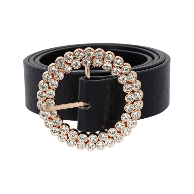 Cinturones góticos de diamantes de imitación para mujer, PU correa de cuero, cinturones de diamantes de imitación, vaquero occidental Y2K para niñas, cinturón de para Jeans, DXAA