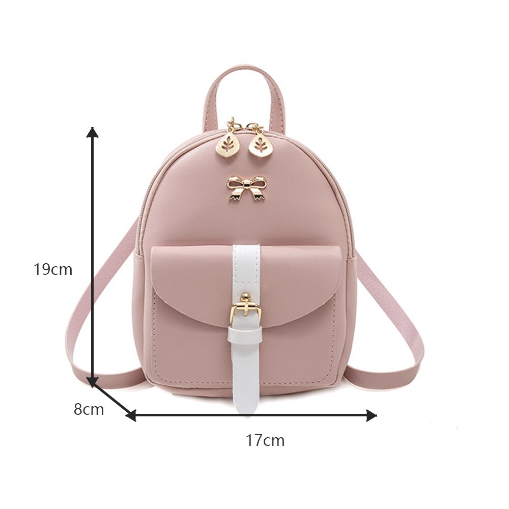 Women's Mini Backpack Luxury PU Leather Kawaii Backpack Cute Graceful Backpack Small School Bags for Girls Bow-knot Leaf Hollow