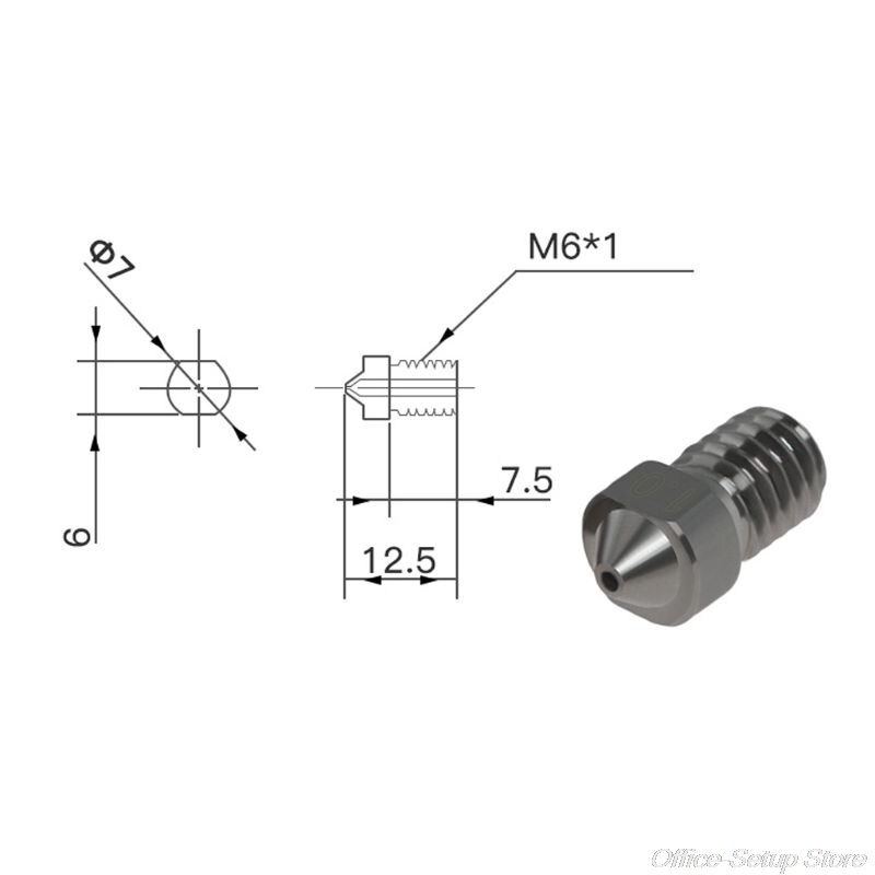 Tigh Hardened Steel V6 Nozzles For High Temperature 3D Printing PEI PEEK Carbon Fiber Filament For E3D Titan Aero Hotend