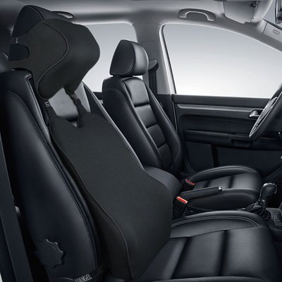 Breathable Car Seat Cushion Memory Foam Headrest Neck Pillow Lumbar Back Support Set Driver and Passenger Headrest Backrest: L2 Black Set