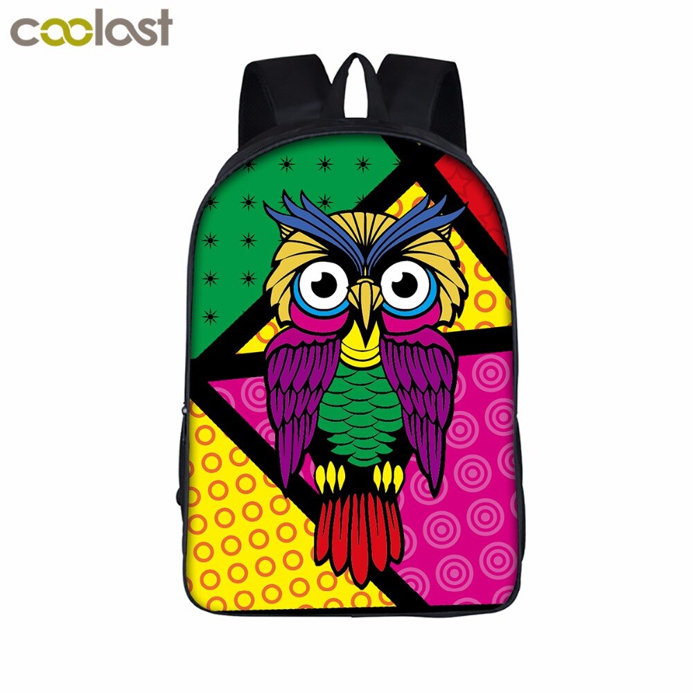 16 inch Cartoon Owl Student Backpack Cute Animal Print School Bag For Teenager Women Men Laptop Backpack Boys Girls Travel Bags