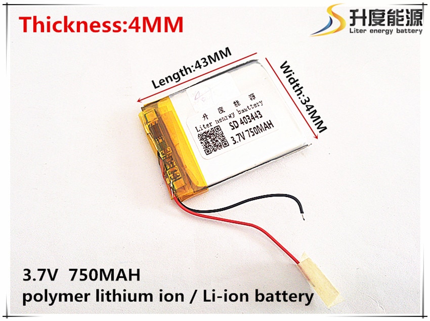 3.7 V 750 mAh 403443 Lithium Polymeer Li-Po li ion Oplaadbare Batterij cellen Voor Mp3 MP4 MP5 GPS mobiele tablet batterij