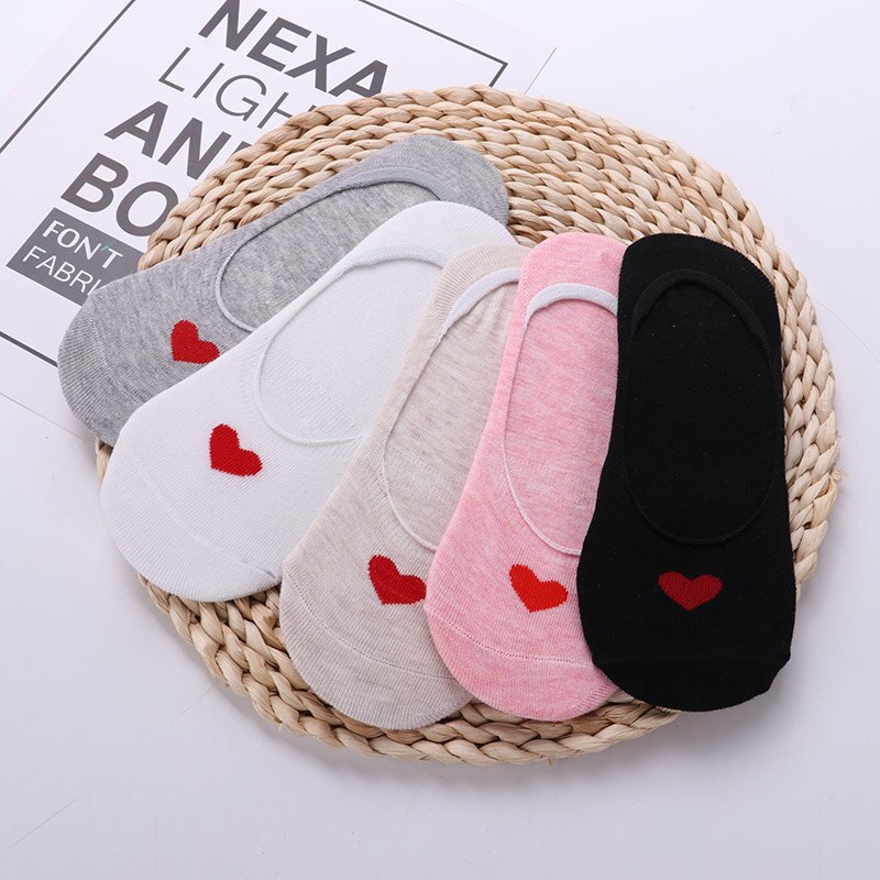 5 Pairs Lot Cotton Women Socks Female Casual Boat 3D Pack Cartoon Harajuku Cat Cute Heart Invisiable Funny Girl Ankle Sock Set