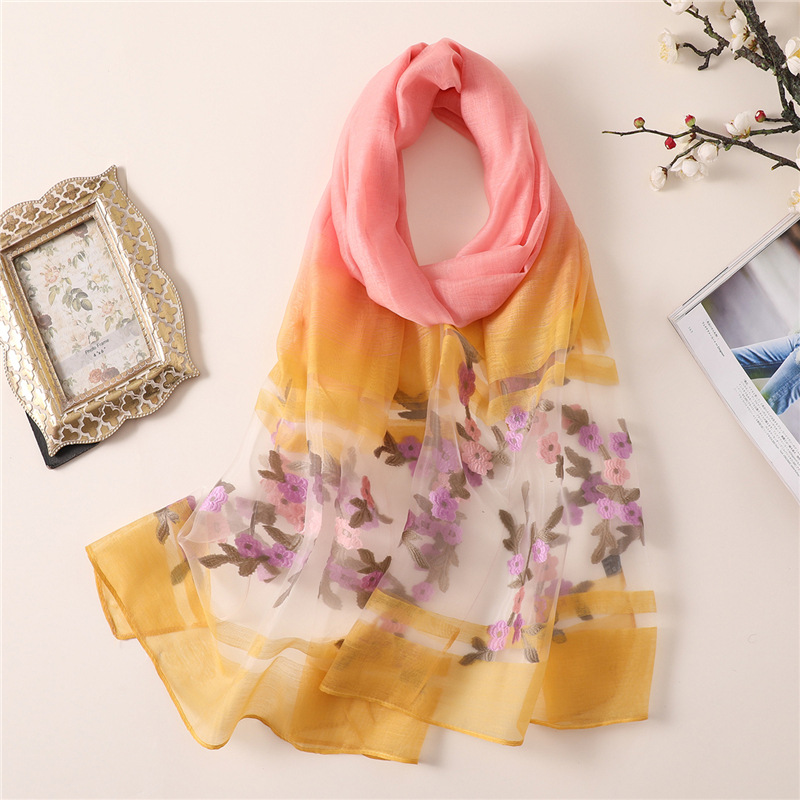 Lyxiga märken kvinnor halsduk sommar tunna mjuka siden halsdukar för dam sjalar och wraps pashmina långa strandstolar hijabs bandana