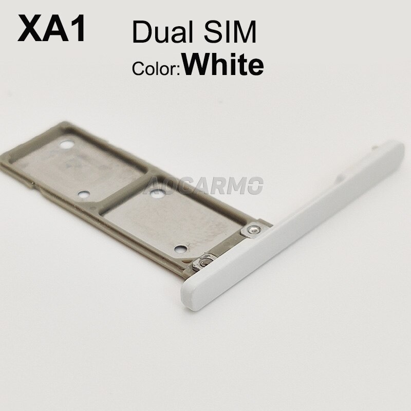 Aocarmo Single Dual SIM Card Holder Reader Sim Tray Slot With Cover For Sony Xperia XA1 G3121 G3125 G3112 G3116: White Dual SIM