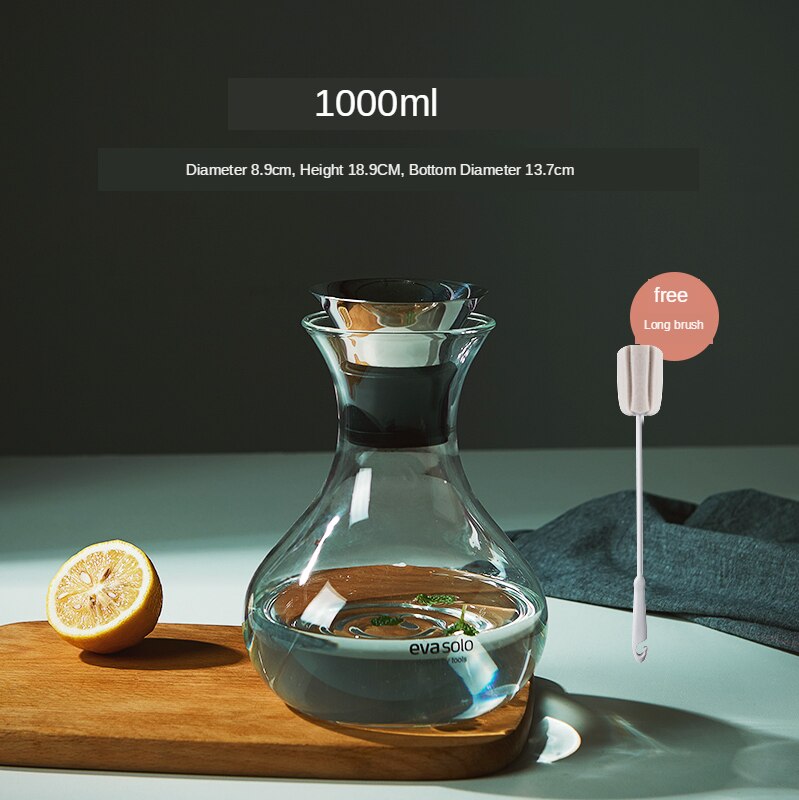 Glass Cold Kettle Bottle Water Pot Transparent Heat Resistant Juice Teapot Pitcher Water Jug Soft Drinkware Ice Dispenser Jarra: 1000ml Arc cone