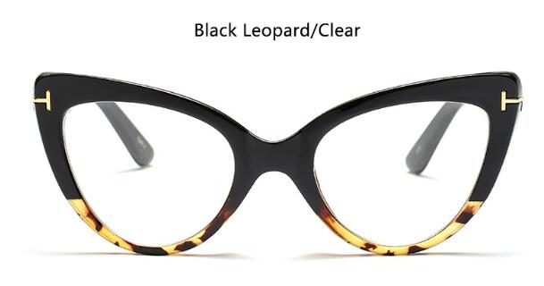 Black Cat Eye Glasses Female Myopia Nerd Optical Glasses Frame clear lens women eye glasses Spectacles: black leopard clear