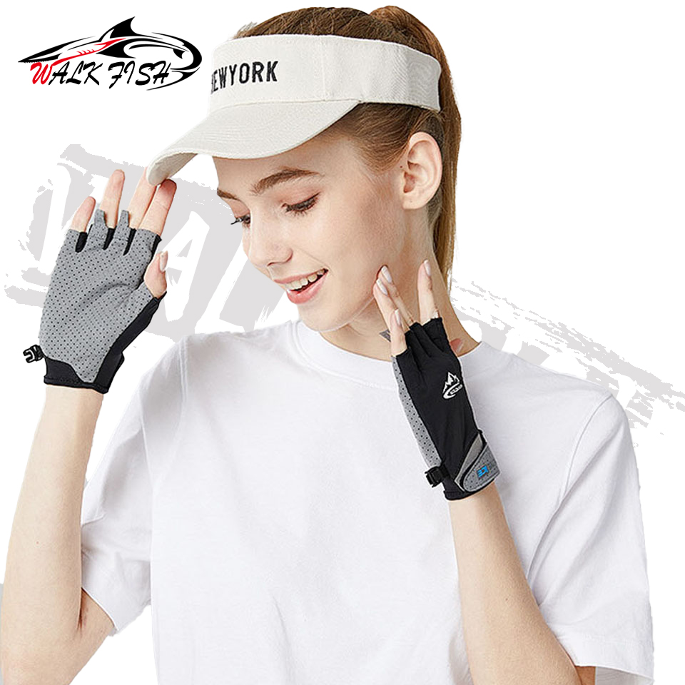 Guantes sin dedos para hombres y mujeres, protección solar UV, guantes de medio dedo para pesca, remo, vela, remo, senderismo, guantes deportivos