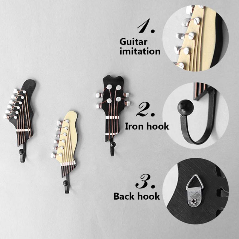Ganchos de pared de resina en forma de guitarra, perchas decorativas para ropa, abrigos, toallas, llaves, sombreros, organización colgante, 3 piezas