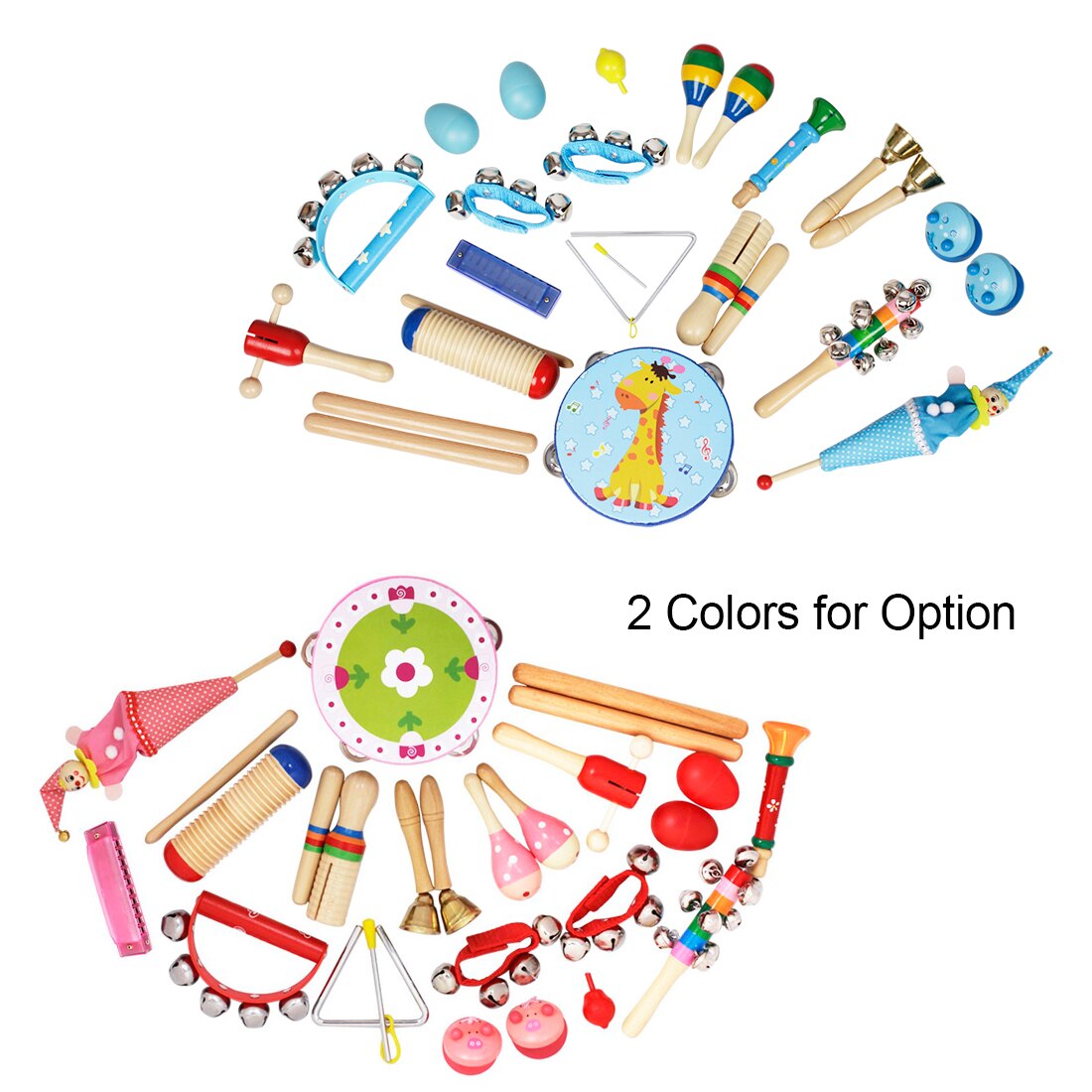 Musical Toys Percussion Instruments Band Rhythm Kit for Kids Children Toddlers with Tambourine Wooden Guiro Handbells Maracas