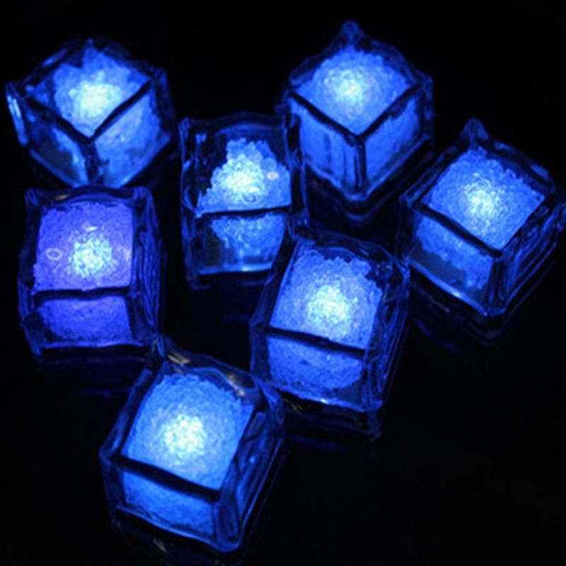 Cubo de hielo brillante para fiestas, Bola de neón parpadeante, suministros de vino para vacaciones, decoración de Navidad, luz de boda, 12 Uds.