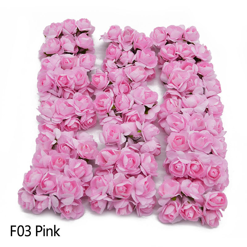 3cm 72PCS Artificial Flowers Paper Flower Head Bouquet DIY Craft Wreath Scrapbooking Flower Wedding Decoration Party Supplies: F03 Pink