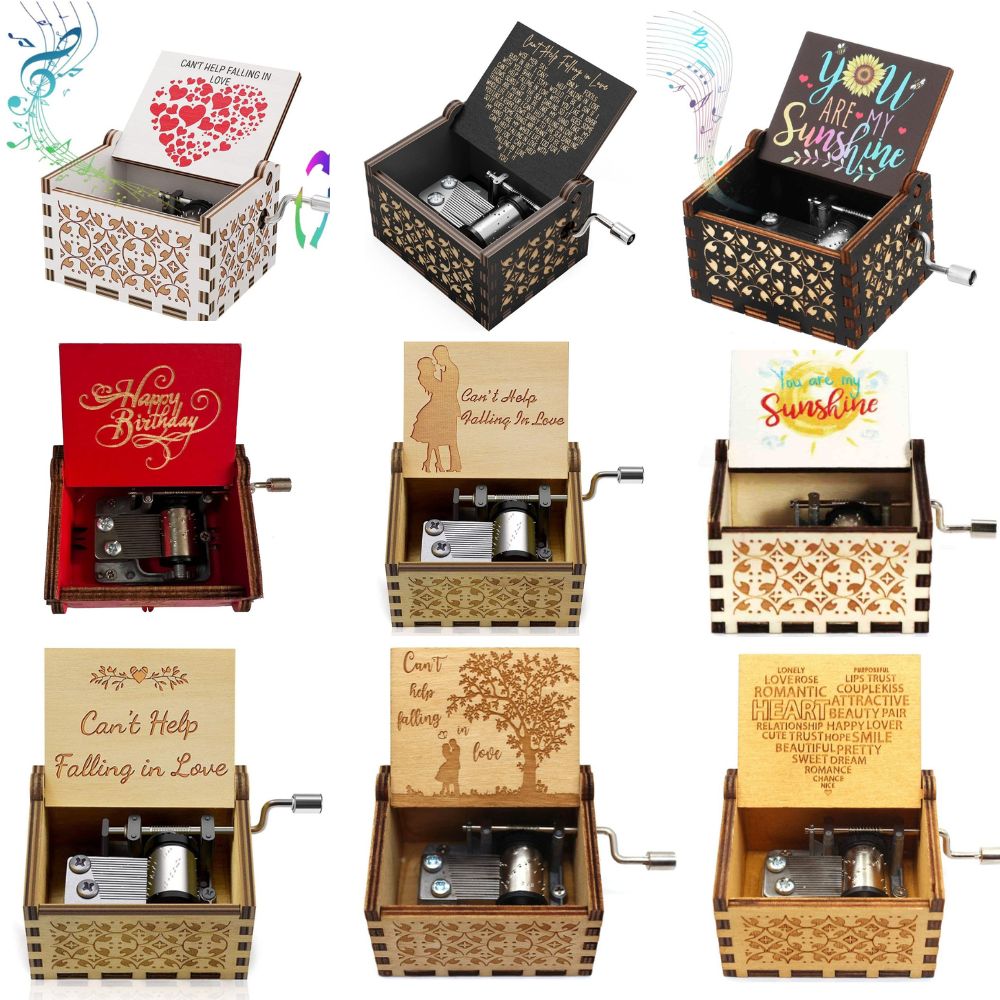 21 Spieluhren, rosa, weiß, blau, schwarz, Holz, Sie sind mein Sonnenschein, Pastete, Spieluhr, Musikthema, Geburtstagsgeschenk