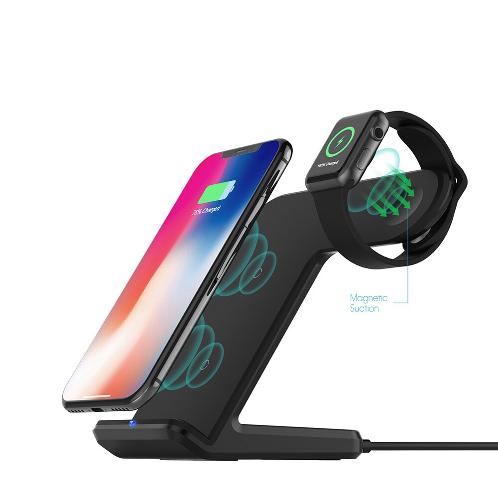 2in1 Draadloze Dock Voor Apple Horloge Charger Station Qi Snelle Magnetic Charging Stand Voor Iphone 12 11 10 9 Iwatch serie 6 5 4 3 Se