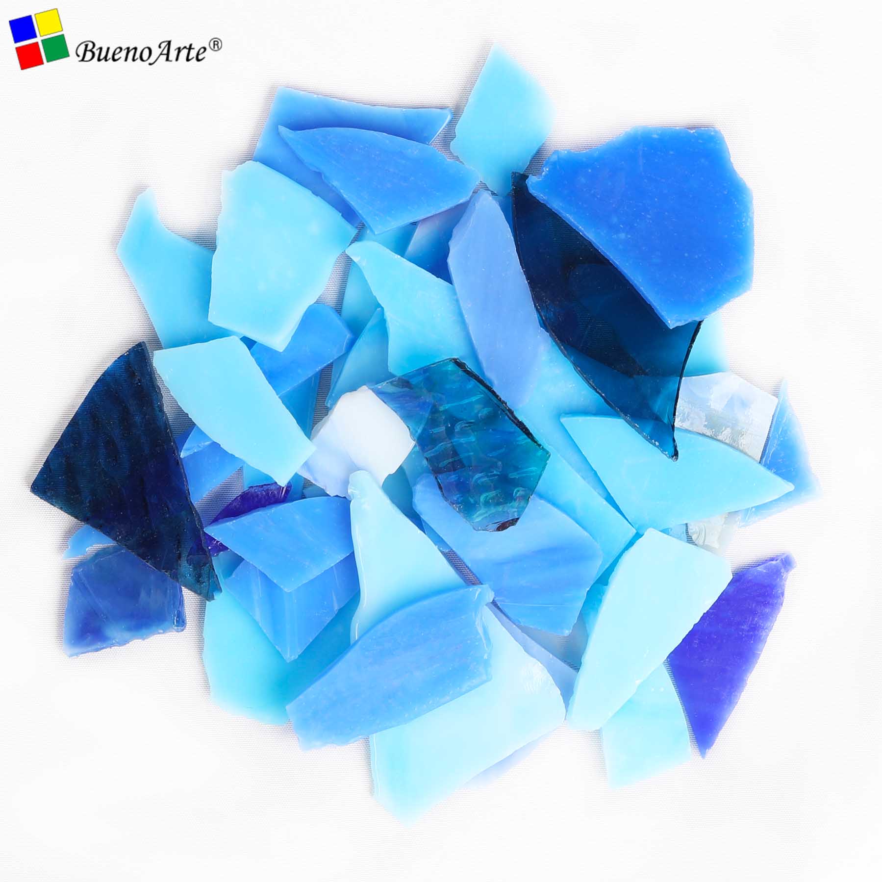 900gram Stained Glass Scraps DIY craft Tiffany glass: BLUE  MIX