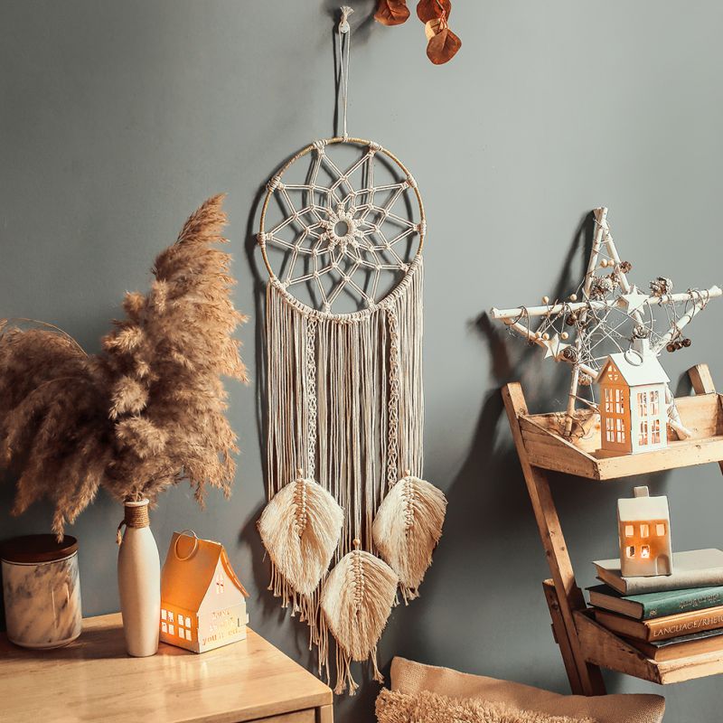 Handgemaakte Geweven Macrame Tapestry Dream Catcher Boho Kamer Decoratie Macrame Muur Opknoping Ornamenten Voor Kinderkamer Nursery