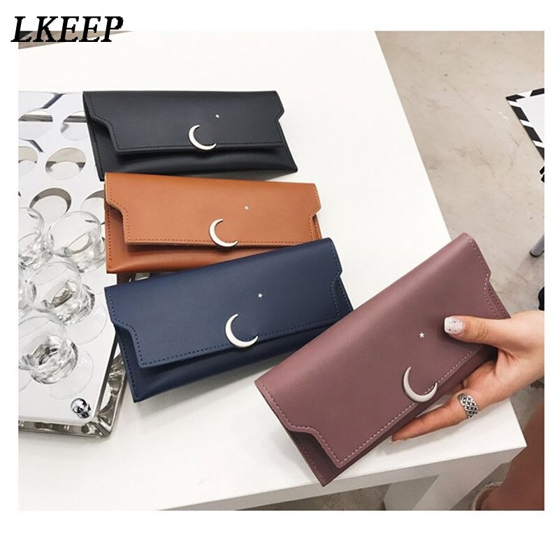 Kvinner lang star moon lommebok veske casual pu dekorative clutch bag mynt vesker holdere