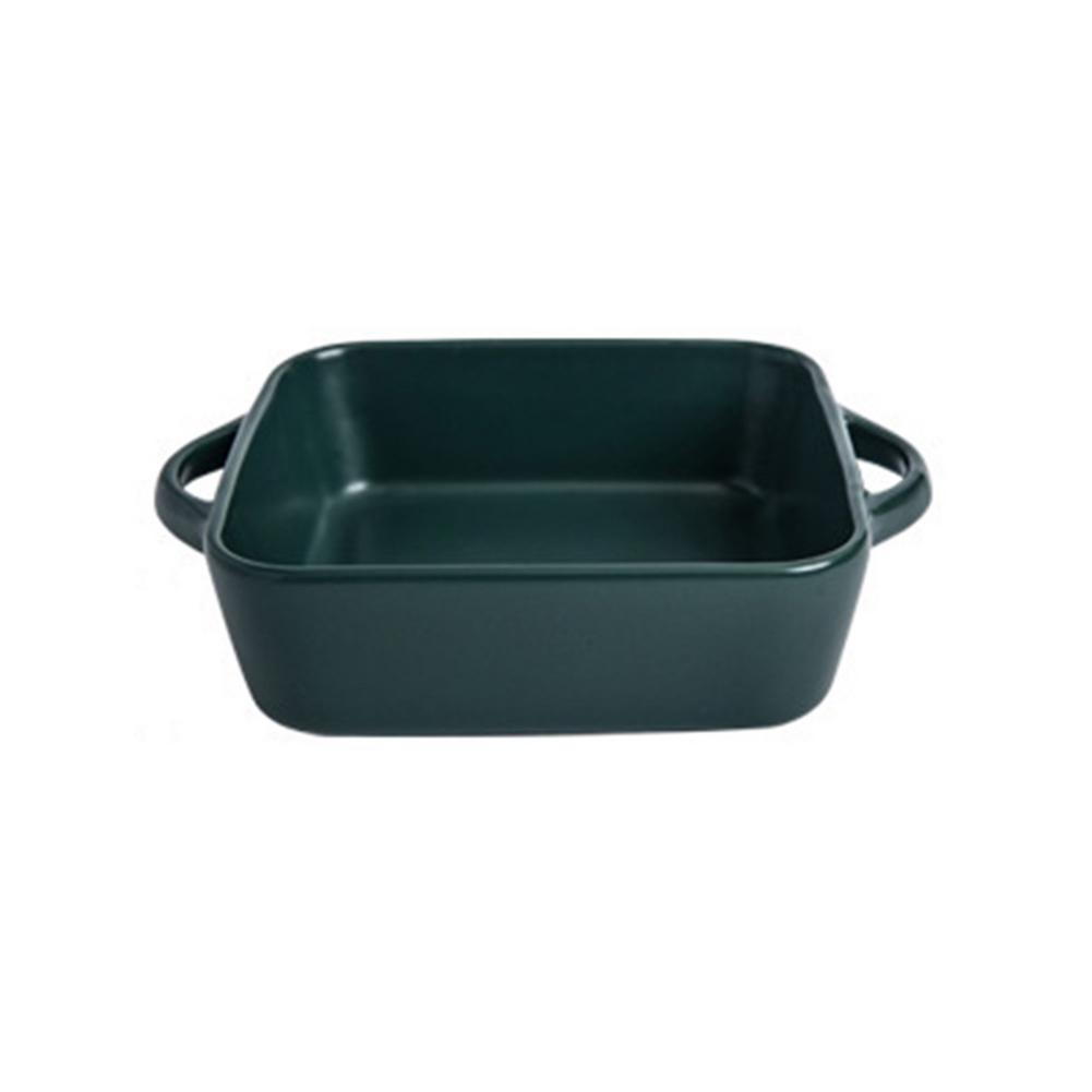 Ceramic Color Glaze Binaural Baking Dish Simple Pasta Baked Rice Dish Square Salad Deep Dish Oven Baking Utensils