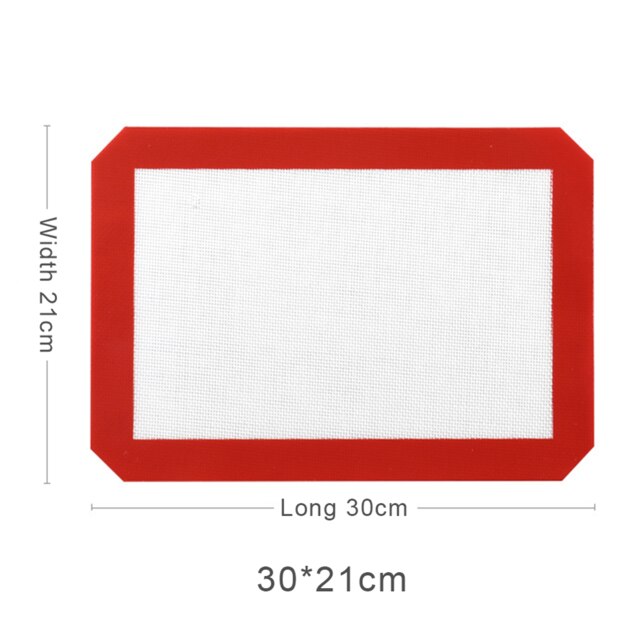 Silicone Baking Mat Non-Stick Baking Tray Liner Sheet Pad Reuseable Bbq Grill Mat Baking Sheet Oven Mat Cooking Bakeware Tools: 30x21cm Red