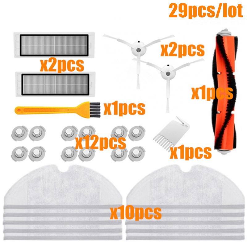Rolo de escova lateral, filtro hepa, adequado para robô xiaomi 1s roborock s50 s51 s55 s5 s6 xiaowa, kits de peças de reposição para limpeza