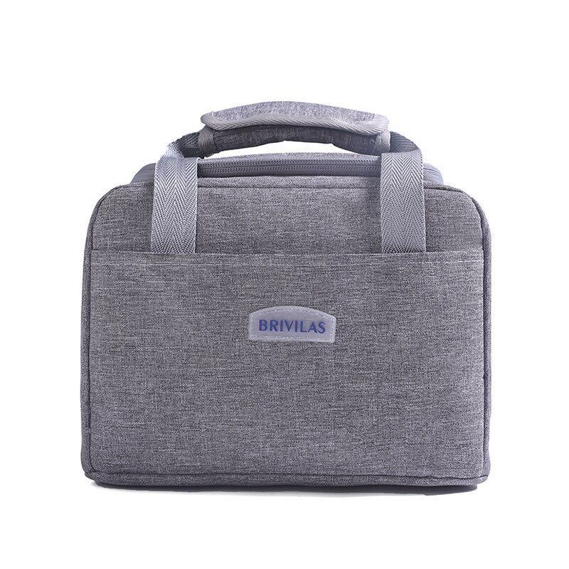 Brivilas Insulated Lunch Bag Women Thermal Lunchbox Cooler Picnic Bags Kids Lunch Bag for School Reusable Food Bag: gray