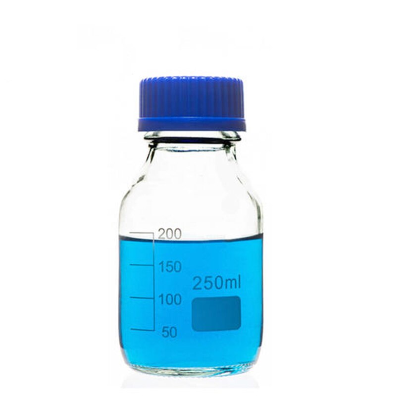 2 Stuks 250 Ml Glazen Wit Transparant Reagens Fles Met Blauwe Schroefdop