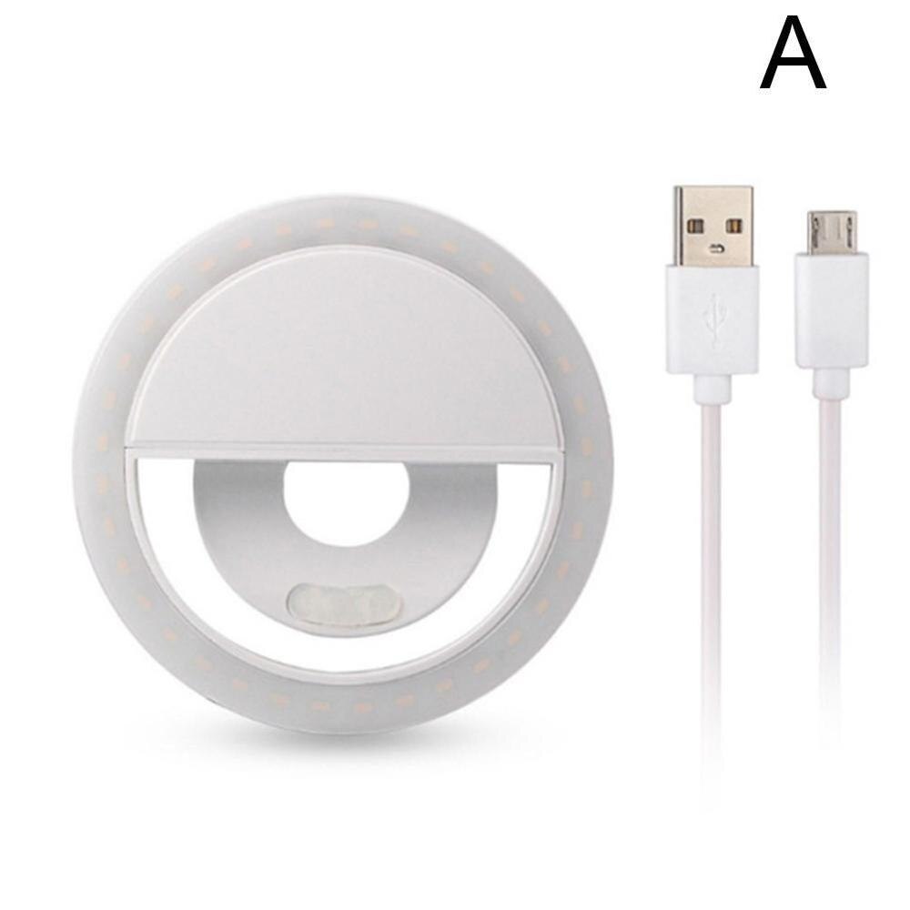 Mini Selfie Led Ring Licht Invullen Draagbare Mobiele Telefoon Selfie Mobiele Lamp Voor Alle Niveaus Clip Lichtgevende Telefoons Ring 3 verlichting: WHITE