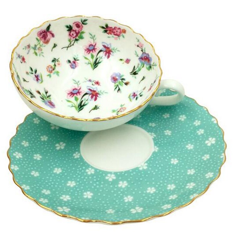 150 ml blå & blomster serie porcelæn kaffe & te sæt kopper og underkopper kvinders yndlingsmor