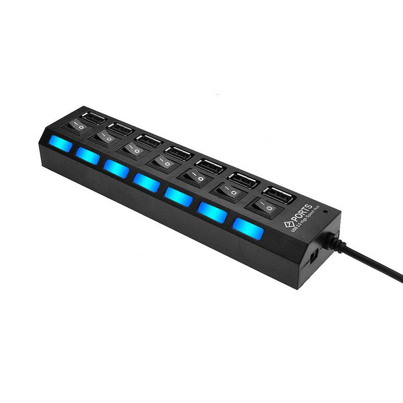 USB Hub 7 Ports High Speed USB 2.0 Hab Adapter Hub USB Splitter Extender For PC Laptop Computer