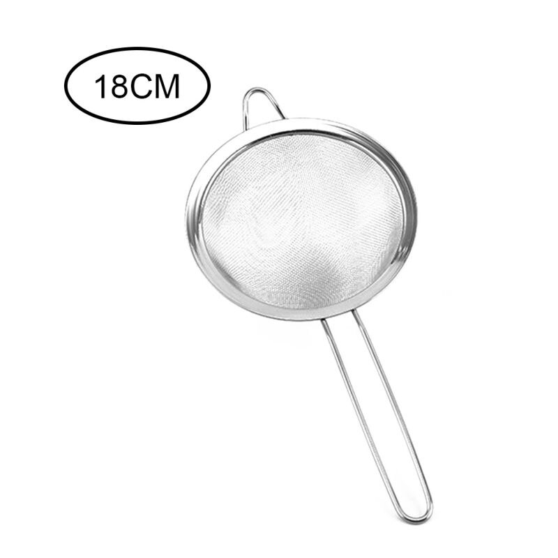 Kjøkken matlagingsverktøy 304 rustfritt stål kjøkken mel sil håndholdt skjerm netting sil mel sil olje sil dørslag 1: 18cm