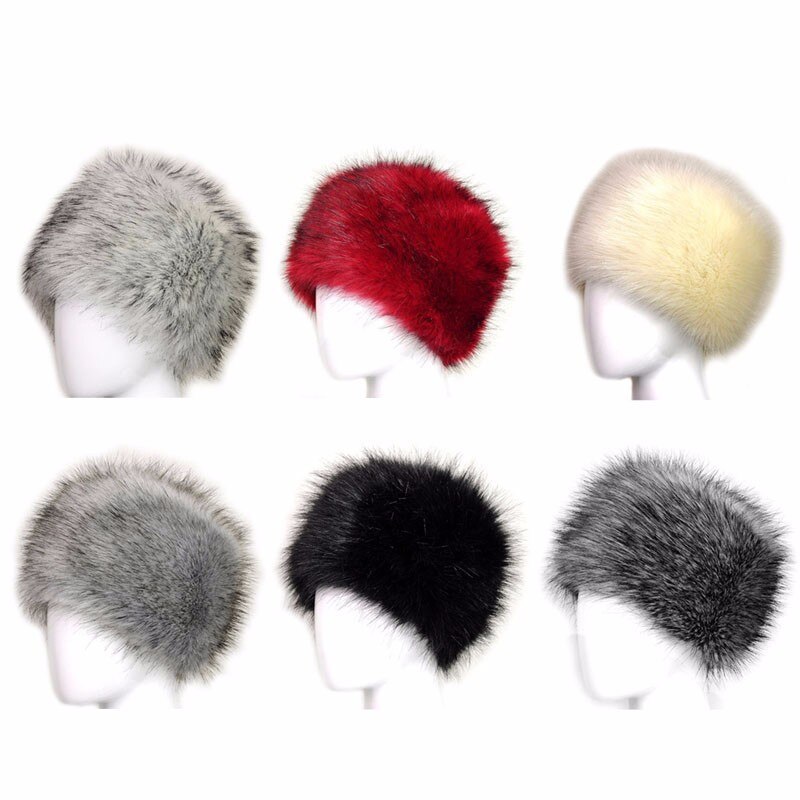 Winter Dikke Pluizige Hoofdband Voor Vrouwen Mannen Bont Haarband Russische Harige Oorbeschermers Elastische Tulband Brede Hoofddeksels Ski Hoeden Accessoires