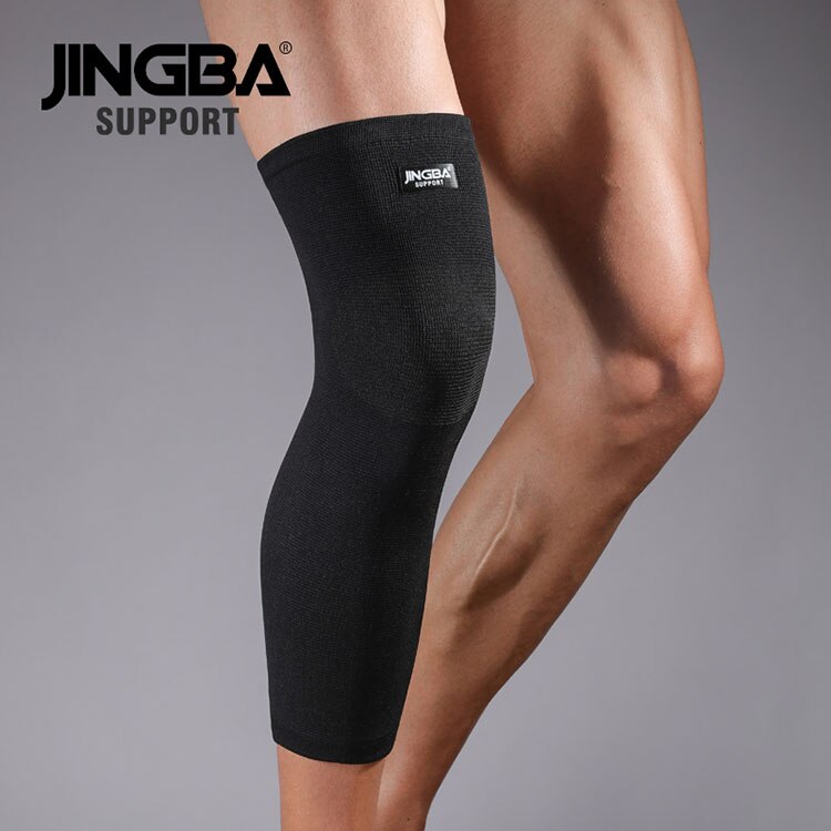 JINGBA SUPPORT Sports protective gear 1PCS Nylon basketball knee protector +wristband Support+ankle support+Elbow pads+hand guar: Pure black Longknee