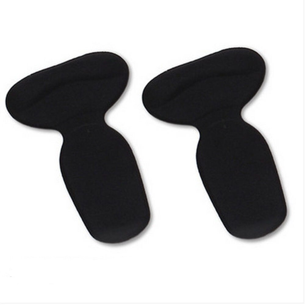1Pair 2 in 1 Women Silicone Useful T-Shape Thread Thicker Rear Foot Wear Stickers High Heels Soft Mat: Black