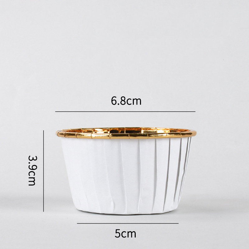 50 unids/set copas de papel para magdalenas de oro Magdalena forro de envoltura aceite redondo formas para taza hornear pasteles decoración herramientas: Blanco