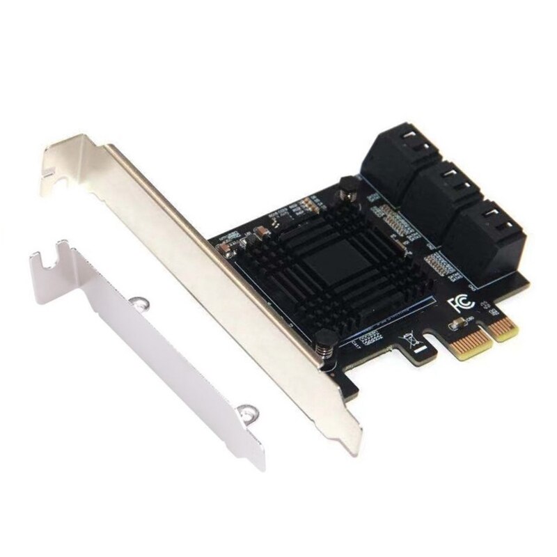 SATA PCIE 1X Adapter 6 Port PCIE X4 X8 X16 to SATA 3.0 6Gbps Interface Rate Riser Expansion Card for Desktop PC Computer: Default Title
