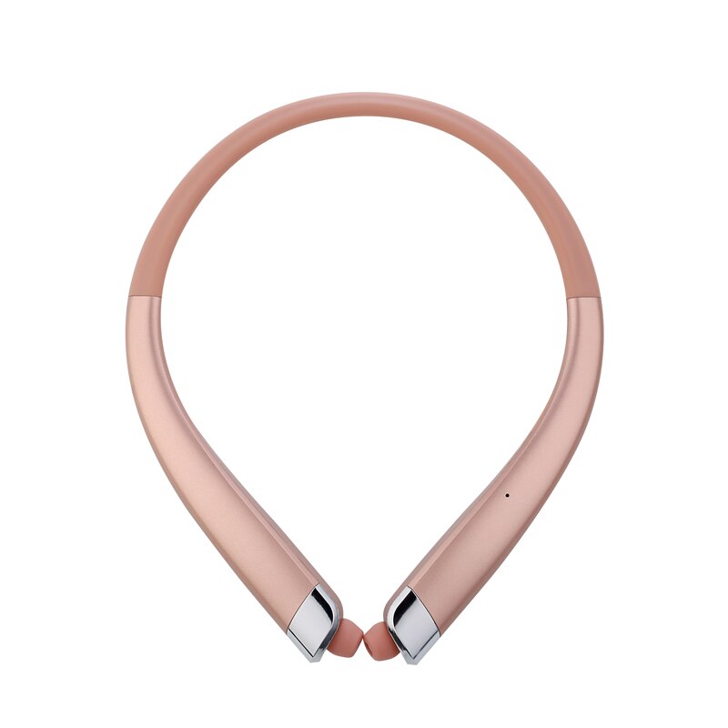 Bluetooth Headset Intrekbare Oordopjes Nekband Sport Waterdichte Hoofdtelefoon Draadloze Stereo Oortelefoon met Microfoon Voor IPhone Samsung: Rose Gold