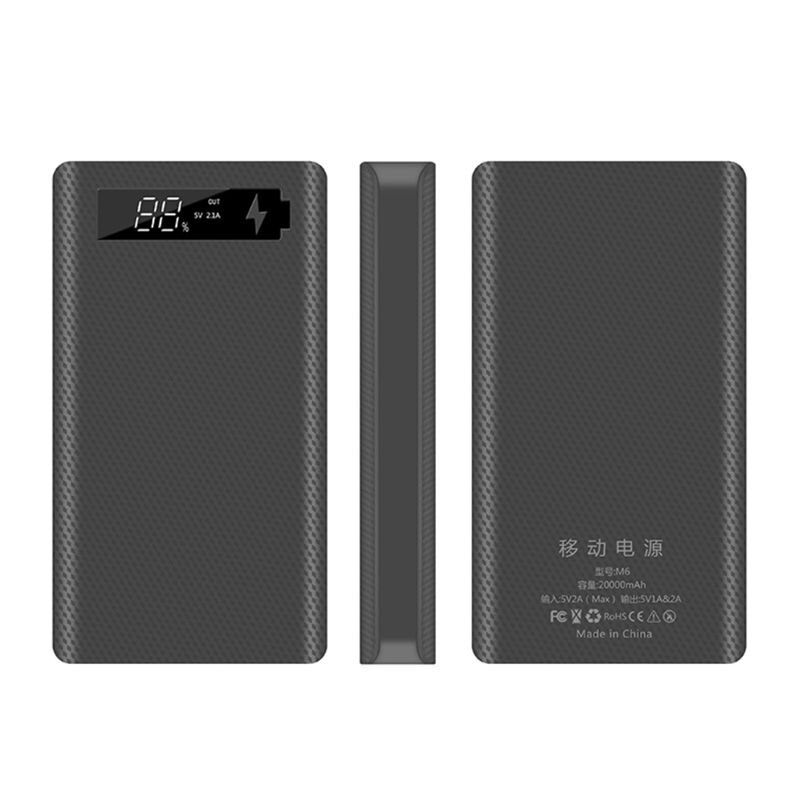 Scatola DIY Power Bank 6x18650 - Display LCD - Caricatore Accessori Custodia: Nero