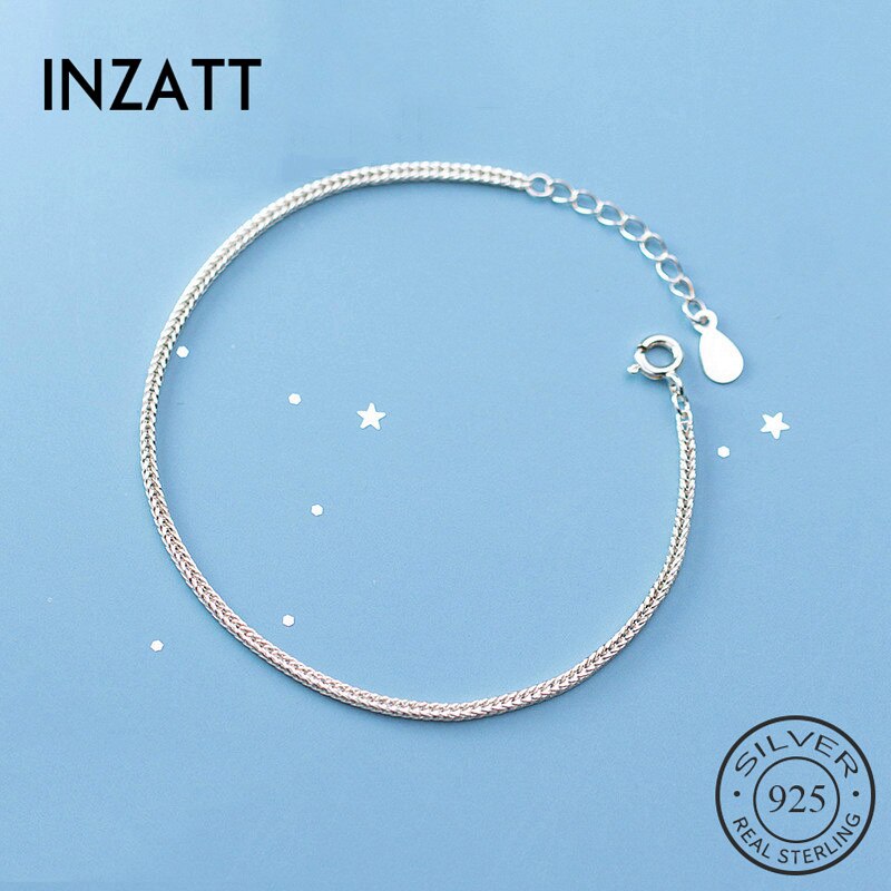 INZATT Real 925 Sterling Silver Minimalist Bracelet For Women Party Fine Jewelry Bohemian Accessories