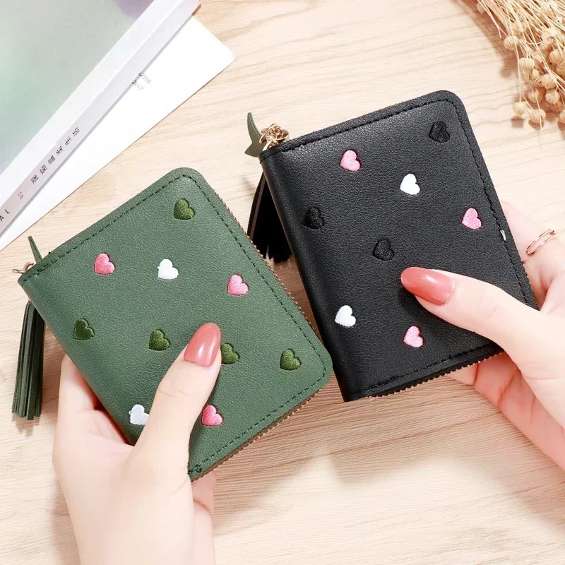 Women Small Coin Wallet Ladies Mini Tassel Wallet Cute Girl Short Purse Bags Zipper Lovely Leather Coin Purse Lady Hand Wallet
