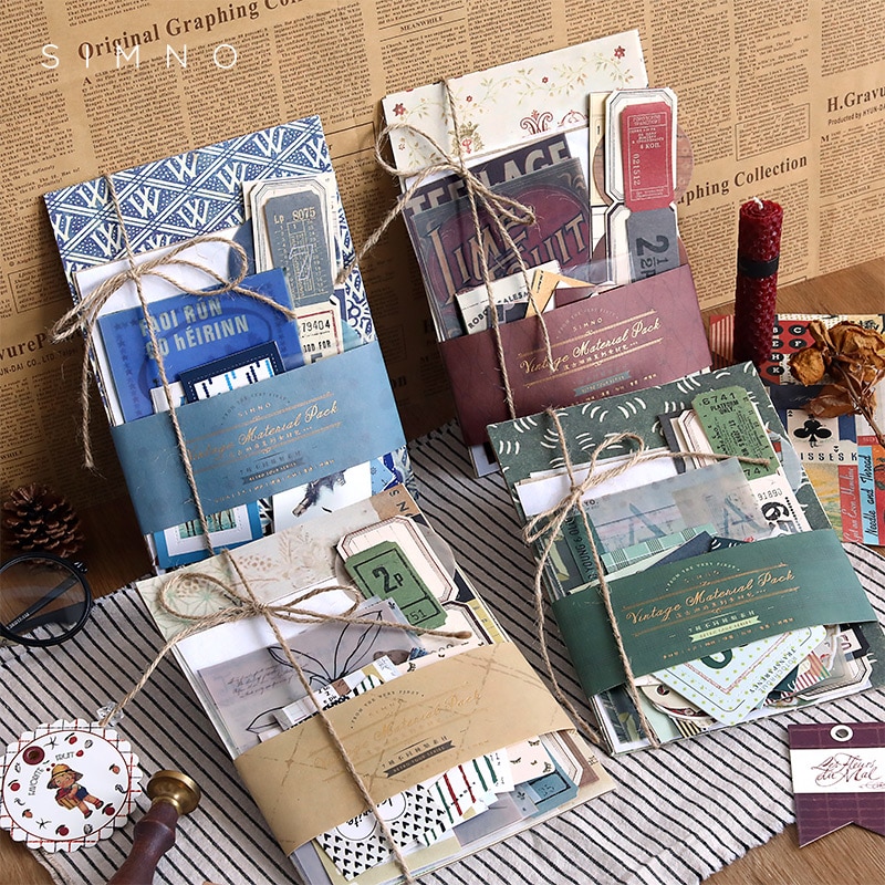 årgang matenial pakke materiale papir søppel journalplanlegger scrapbooking årgang dekorativ diy håndverk bakgrunnspapir