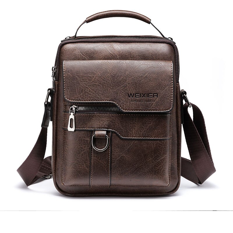 Men Crossbody Bag Shoulder Bags Multi-function Men Handbags Large Capacity Split Leather Bag For Man Messenger Bags Tote Bag: Coffee