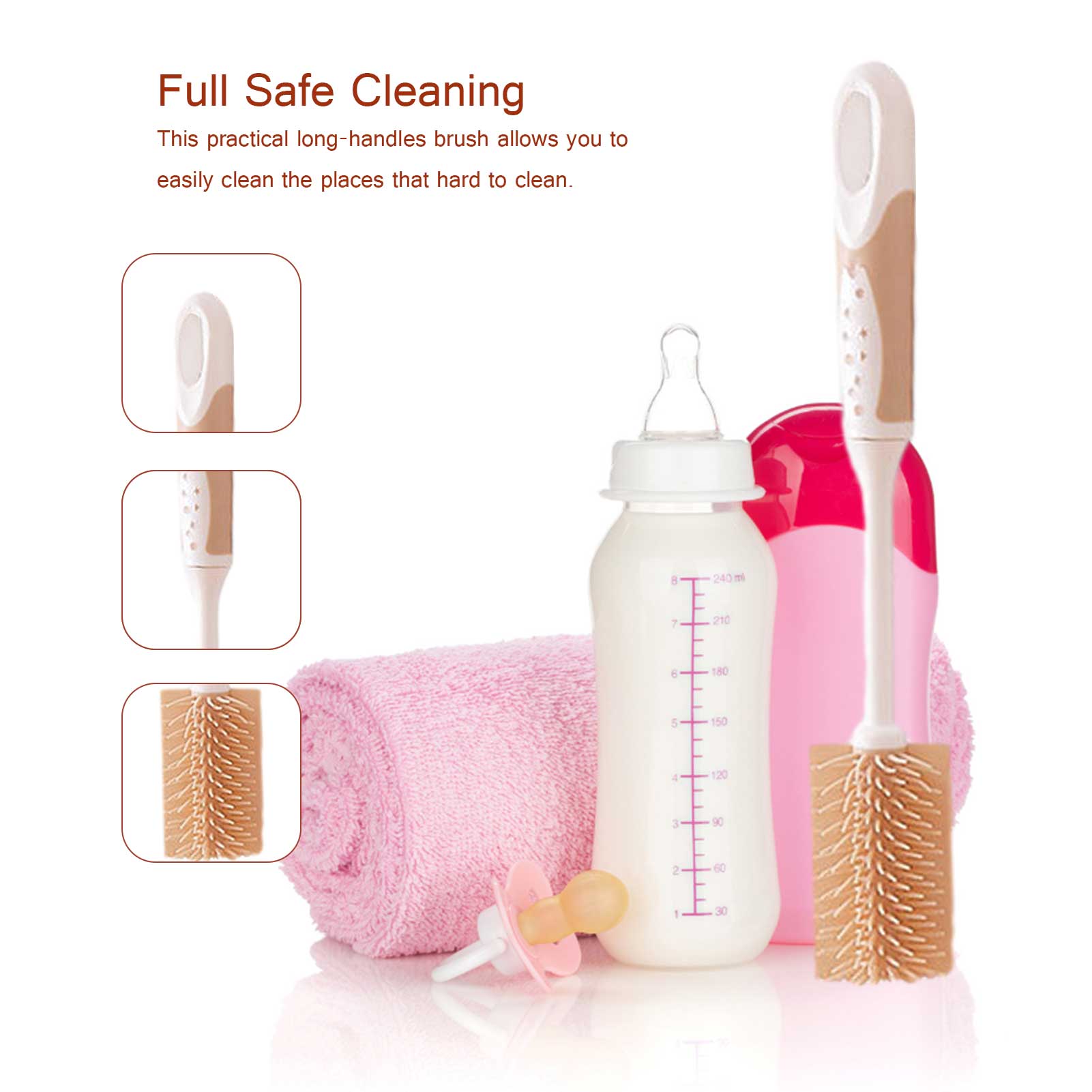1Pc Waterkoker Fles Cup Borstel Baby Fles Tepel Brushs Reiniging Cup 360 Graden Zachte Glas Borstel Voor Lange fles